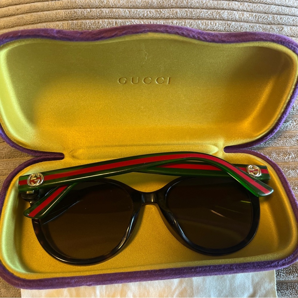 Authentic Gucci Sunglasses GG0702SKN 003 Green And Red Tortoise 54-19-145 - Picture 2 of 16